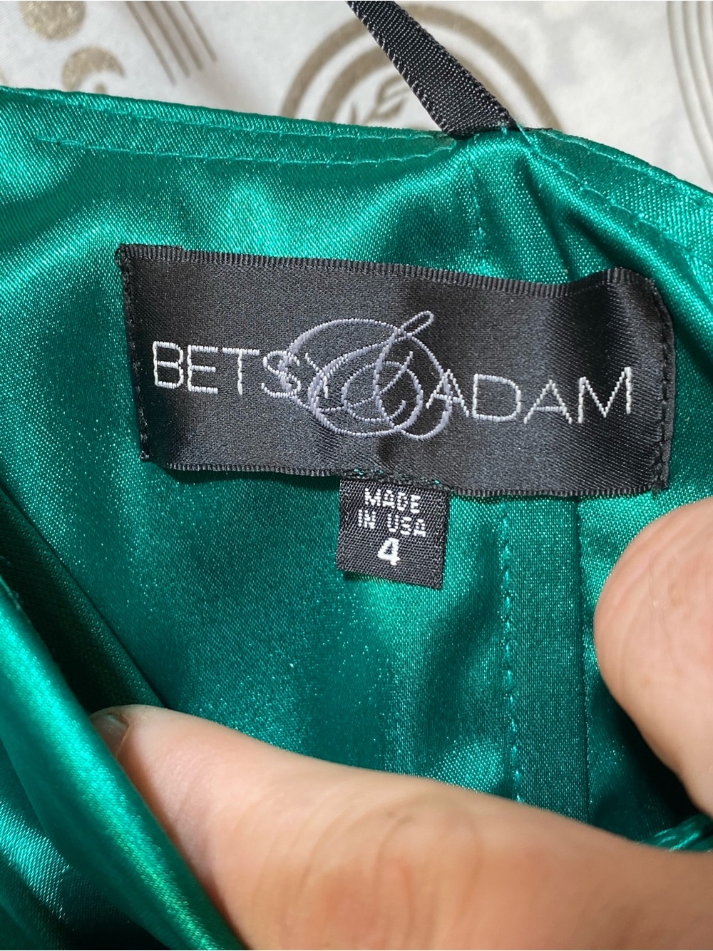 Adam One-Shoulder Teal Satin Dress with Rhinestone Waist Detail - Picture 8 of 12
